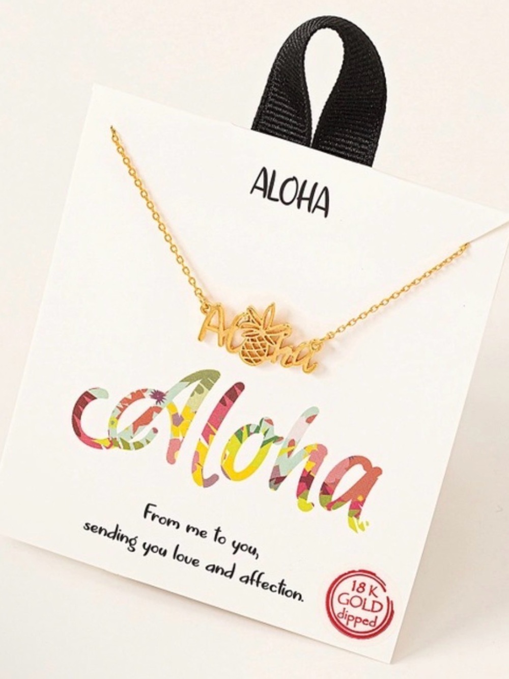 Aloha 18k Gold Dipped  Necklace, 16” with Extender, New